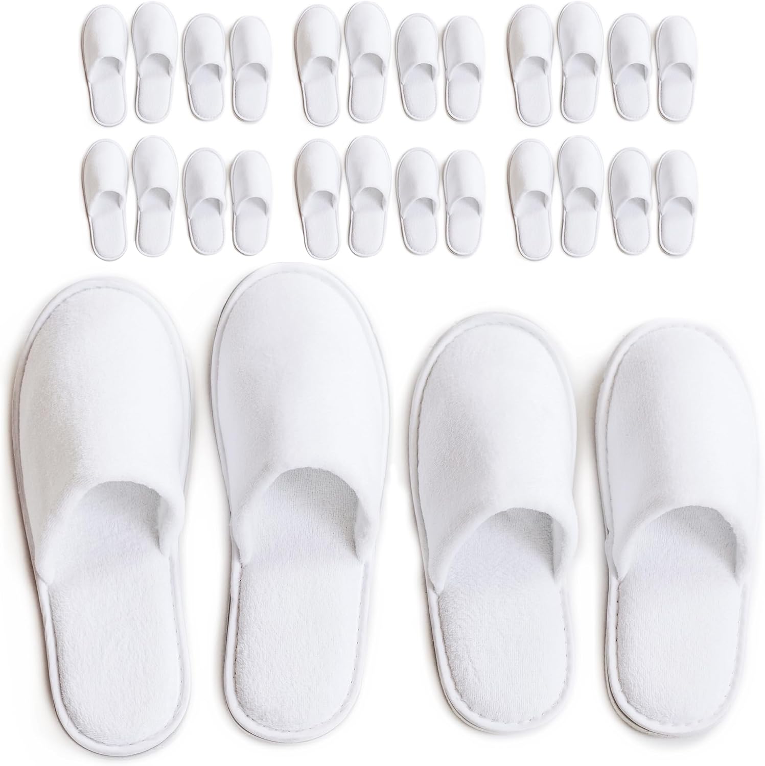 Modlux spa slippers front view showing the plush white cotton velvet fabric and closed toe design