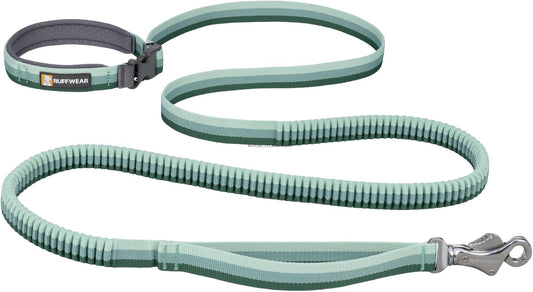 Ruffwear Roamer Bungee Dog Leash front view in River Rock Green color