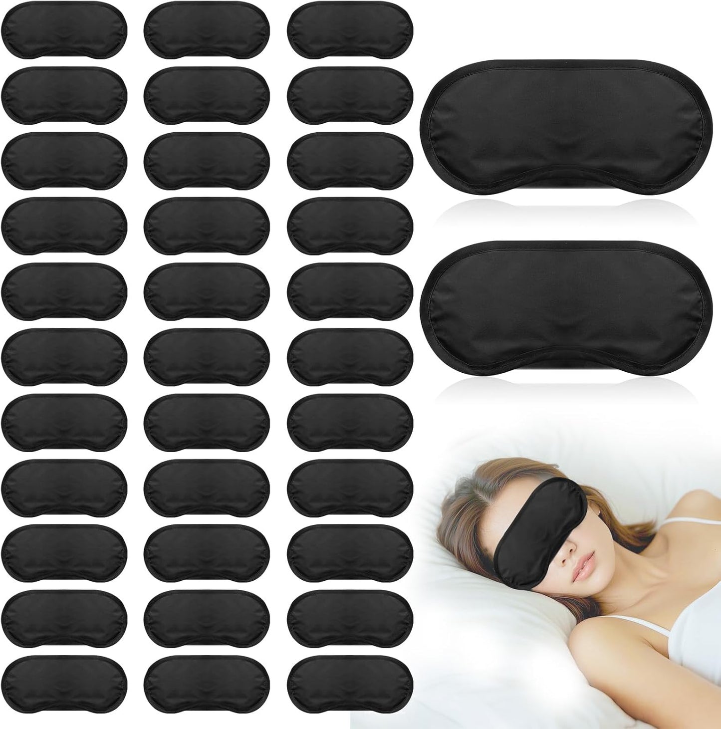 Lipetol 40 piece black sleep mask bulk pack front view
