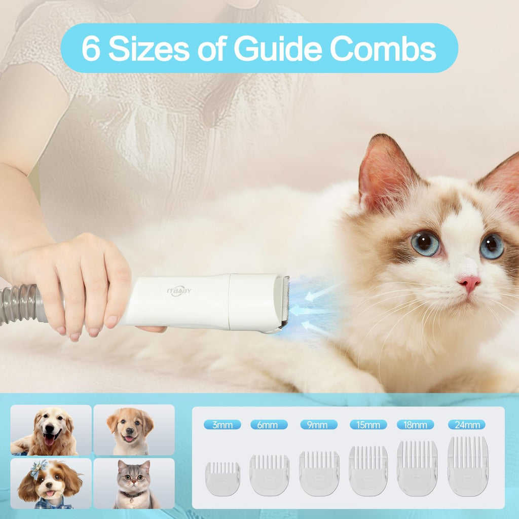ITBABY quiet dog grooming vacuum with electric clippers and nail grinder brush