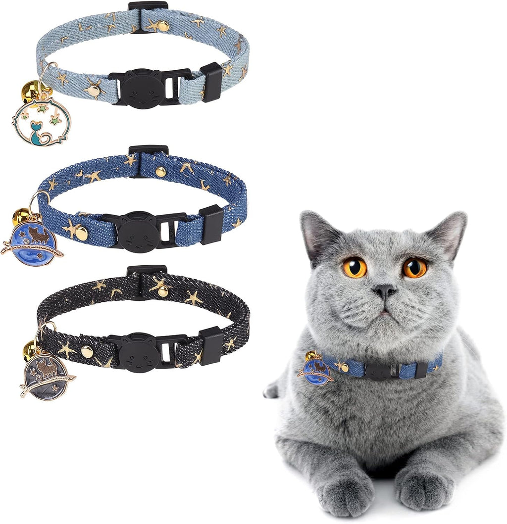 3 Pack Breakaway Cat Collars with Bell- Daisy Pendant Spring Cat Collar for Girl Boy Cats with Safety Buckle- Cute Kitten Collar Adjustable 8"-12" for Kitty Puppy Small Pets - Image 11