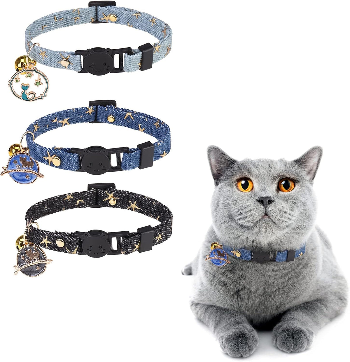 3 Pack Breakaway Cat Collars with Bell- Daisy Pendant Spring Cat Collar for Girl Boy Cats with Safety Buckle- Cute Kitten Collar Adjustable 8"-12" for Kitty Puppy Small Pets - Image 11