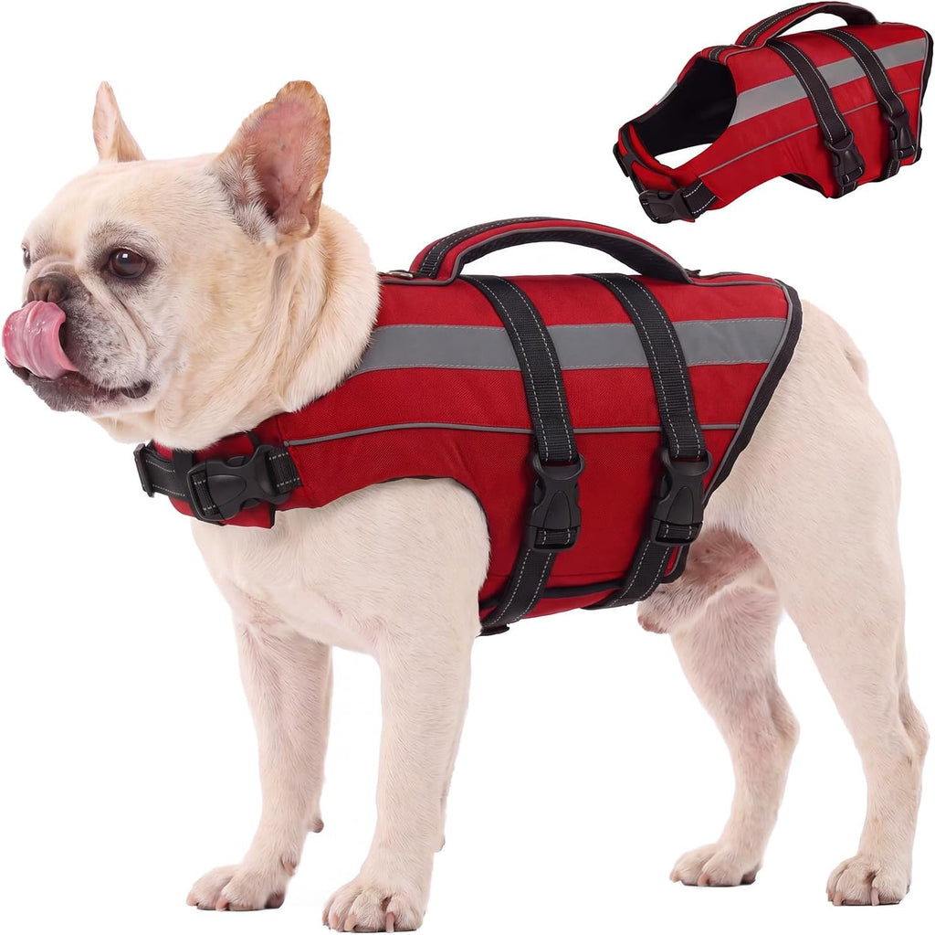 FUAMEY Dog Life Jacket, Dogs Swim Vest with Reflective Strips, Pet Flotation Swimsuit for Kayaking & Boating, Buoyancy for Puppy Doggy, Pink, S - Image 14