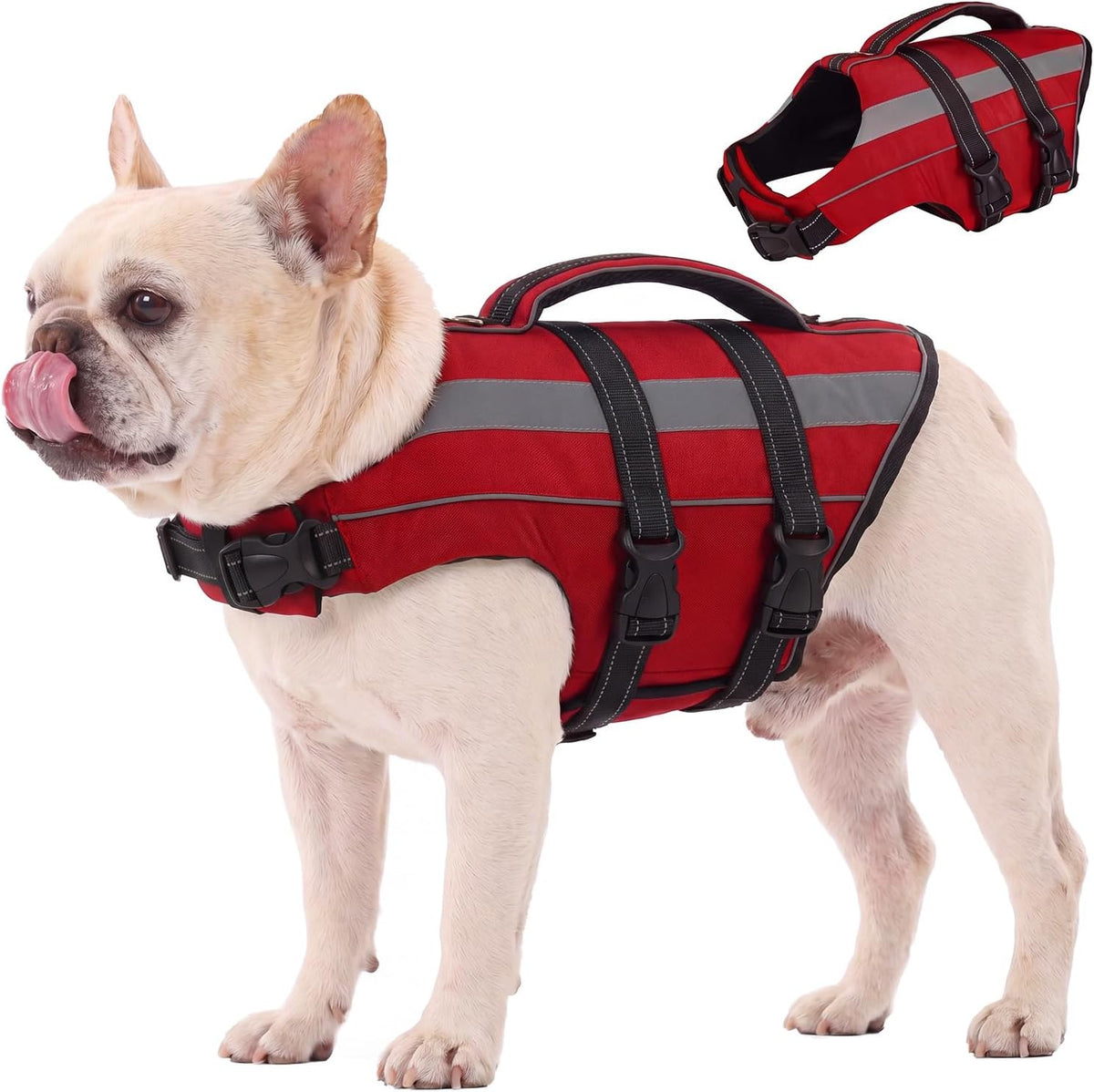 FUAMEY Dog Life Jacket, Dogs Swim Vest with Reflective Strips, Pet Flotation Swimsuit for Kayaking & Boating, Buoyancy for Puppy Doggy, Pink, S - Image 14