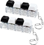 XiawaLangzhuo keyboard fidget toy keychain front view showing premium black and white mechanical switches.