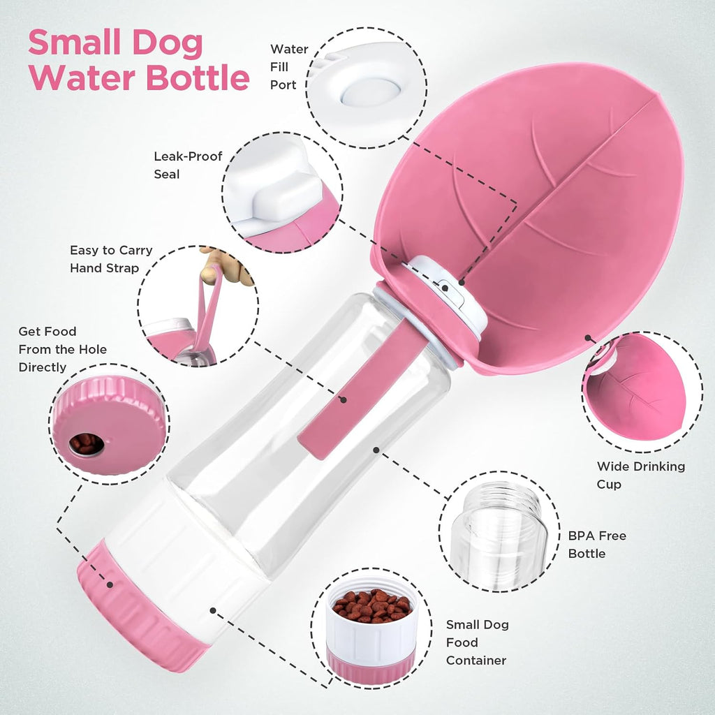 Uppetly pet travel cup leaf bowl deployment close up pink