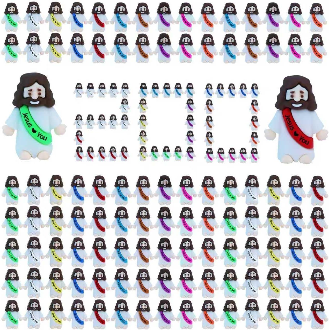 XiawaLangzhuo Little Jesus Figures 50 count package showcasing front view of rubber miniatures.