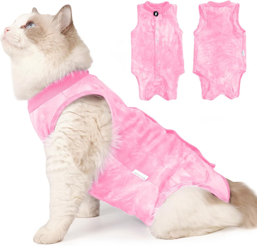Cat Recovery Suit for Male and Female Surgical Post Surgery Soft Cone Onesie Tie Dye Cats Shirt Clothes Neuter Licking Protective Diapers Outfit Cover Kitten Spay Collar Alternative(Navy Blue, L) - Image 9
