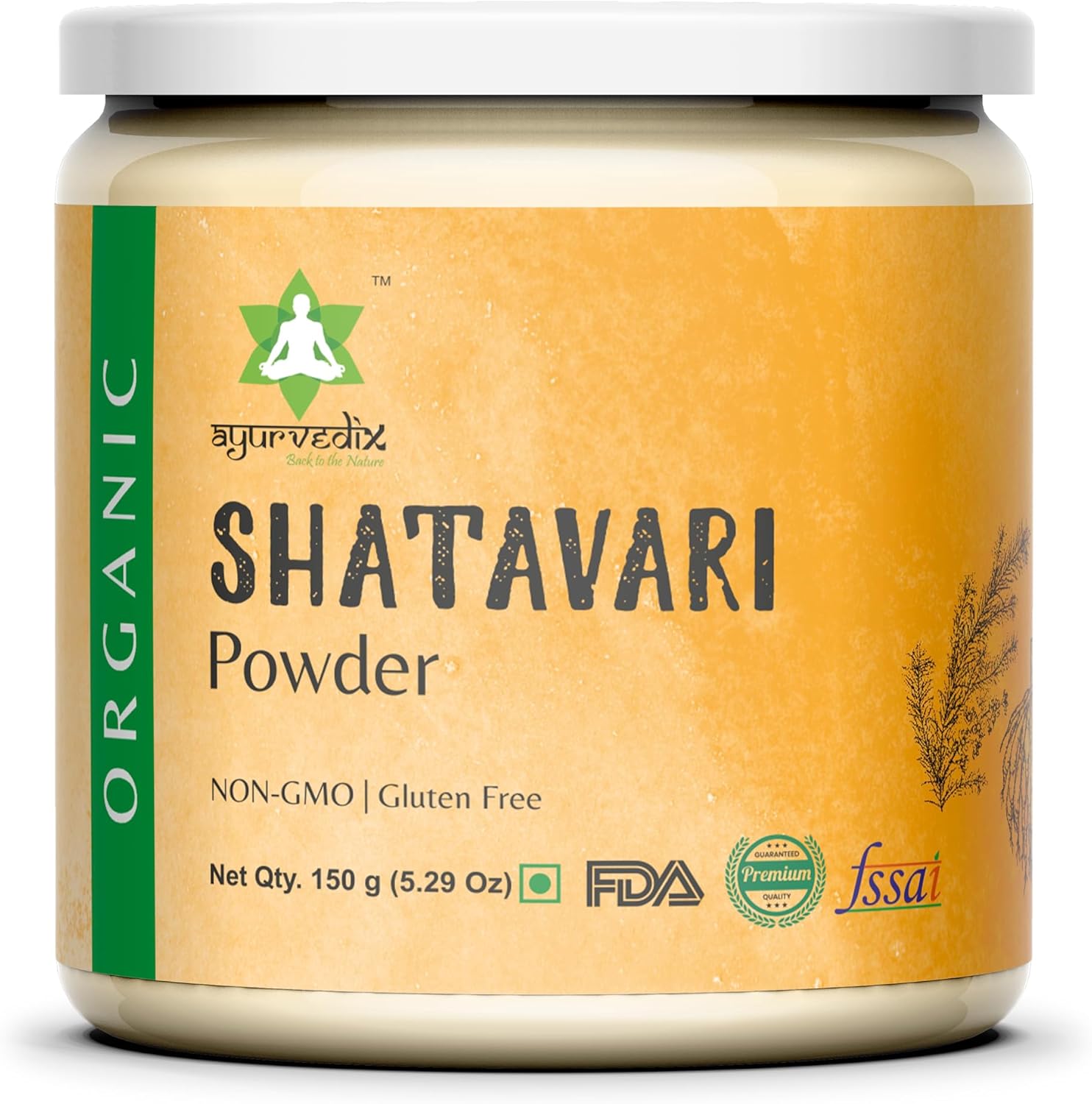 Ayurvedix Organic Shatavari Powder jar front view