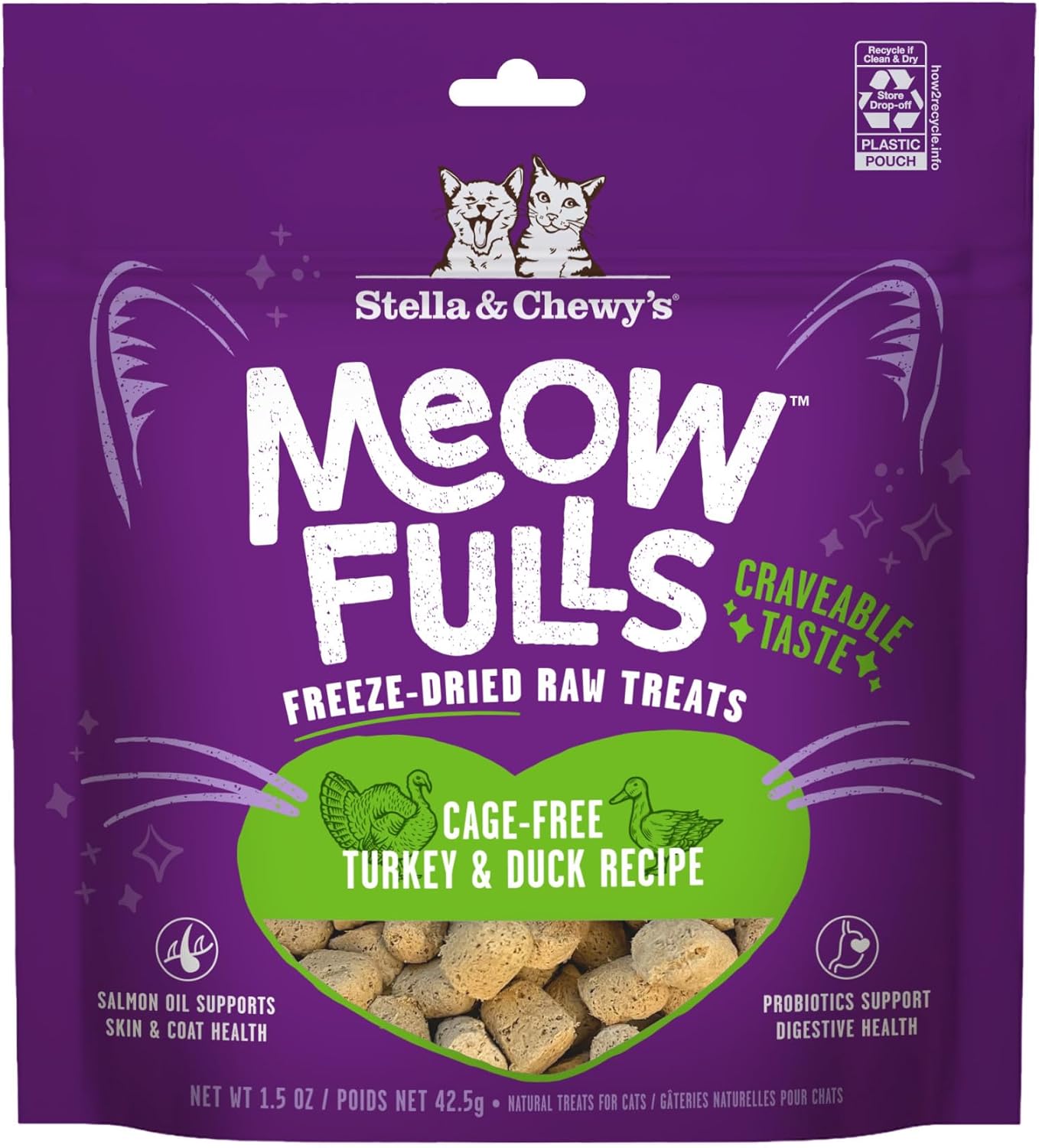Stella & Chewy's Meowfulls Freeze Dried Cat Treats - Chicken & Chicken Liver Recipe - Raw Protein with Probiotics & Salmon Oil - 1 Calorie Per Treat - 1.5 oz - Image 9