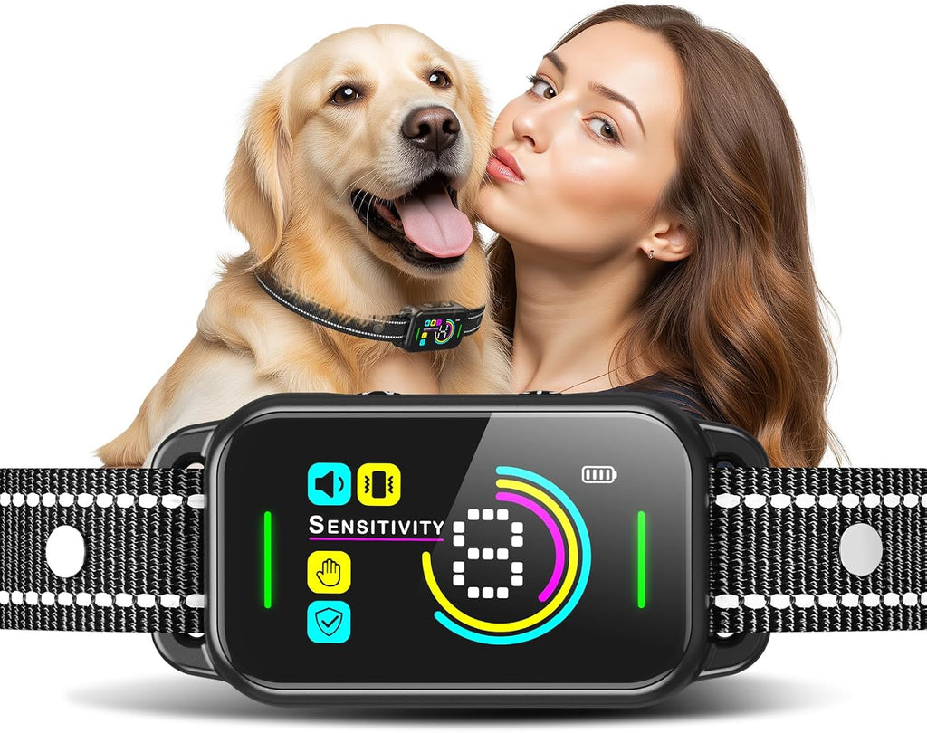 Dinjoo smart bark collar packaging and accessories