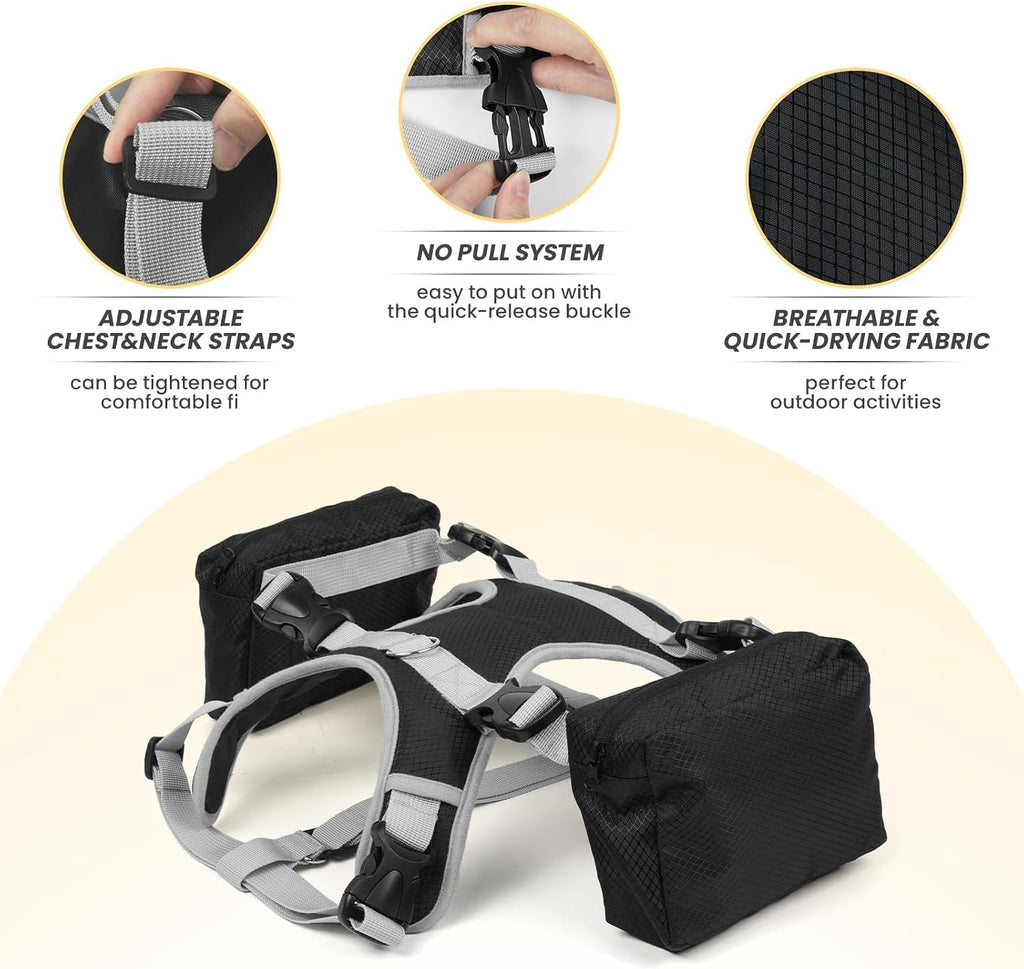 Breathable Mesh Underside Of The Black Dog Harness