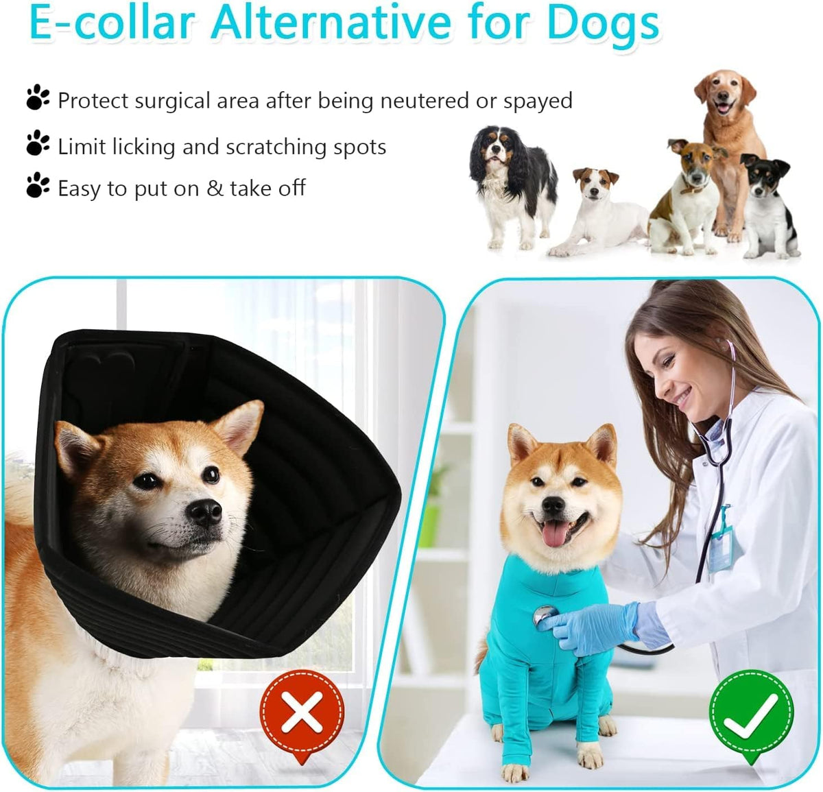 Parderry anti licking pet jumpsuit showing rear fit details for dogs