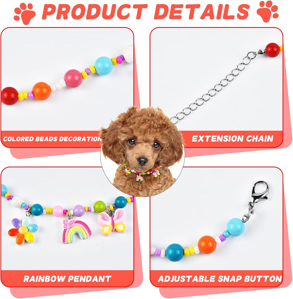 LATUMCO pink rainbow pet necklace presented inside its premium gift box.