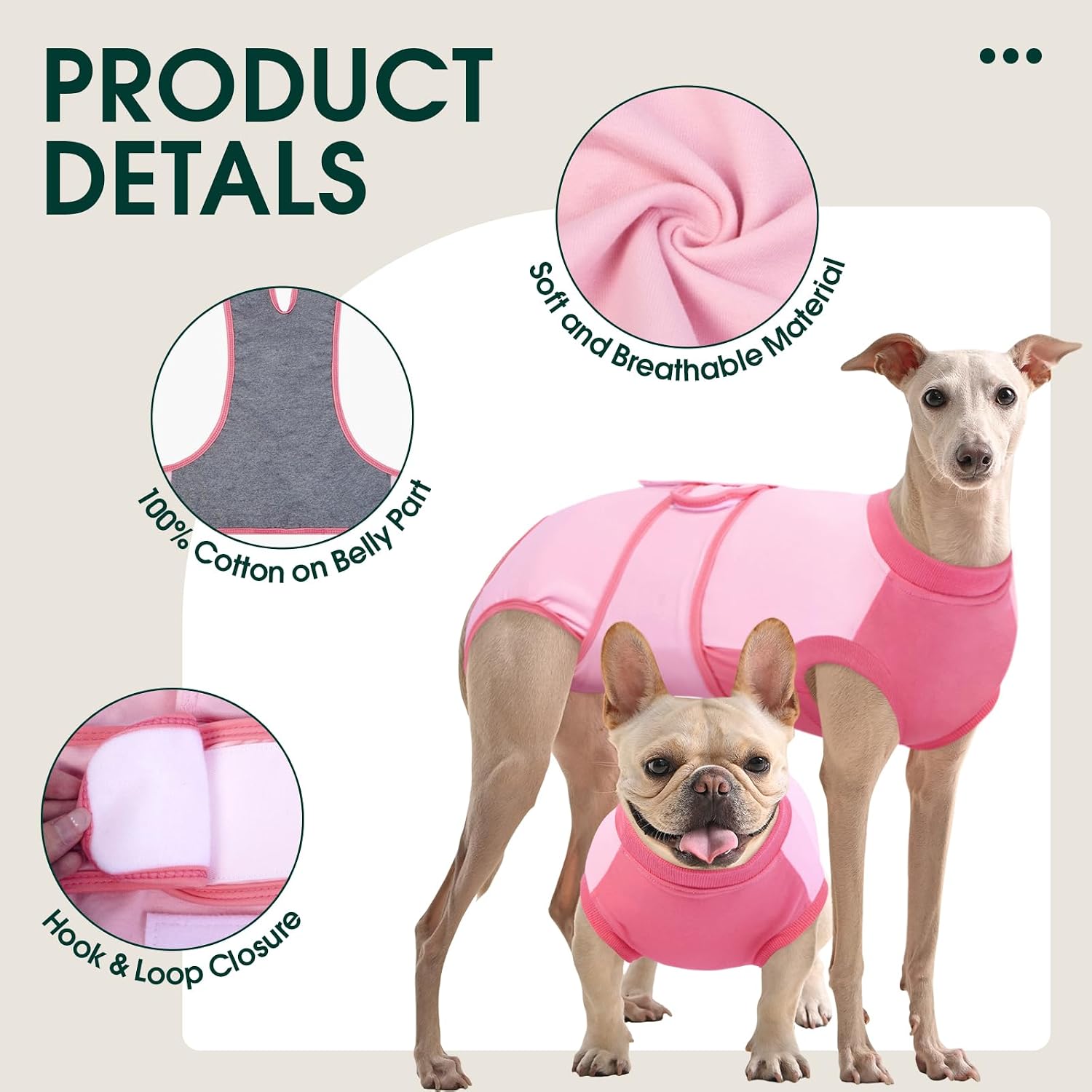 Close up of breathable cotton fabric on Kuoser dog suit