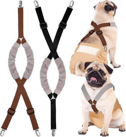 Saintrygo 2 Pcs Dog Suspenders Diaper Suspenders Soft Female Male Adjustable Washable Pet Diaper Keeper Suspender for Doggy Skirt Dress Diapers Gift(Black, Blue,Medium) - Image 11