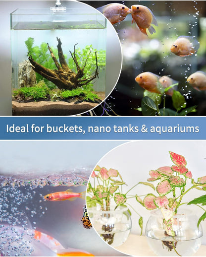 Pawfly small bucket fish tank diffuser operating under water with constant micro bubbles.