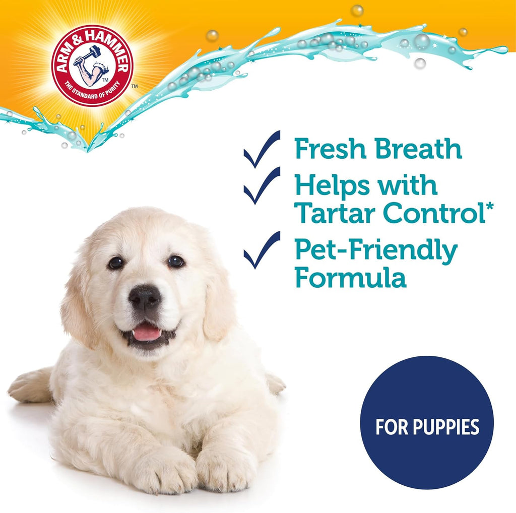 Close up of Arm and Hammer dog toothpaste packaging ingredients