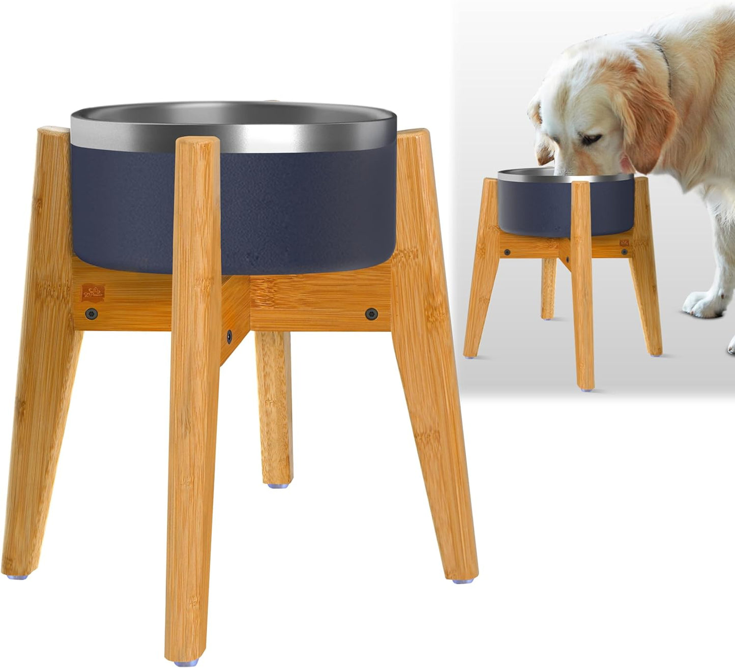 Stand for Dog Water Food Dispensers, Suitable for Medium Breeds - Bamboo Holder for Elevated Raised Automatic Gravity Dog Feeders - Medium Size - Image 12