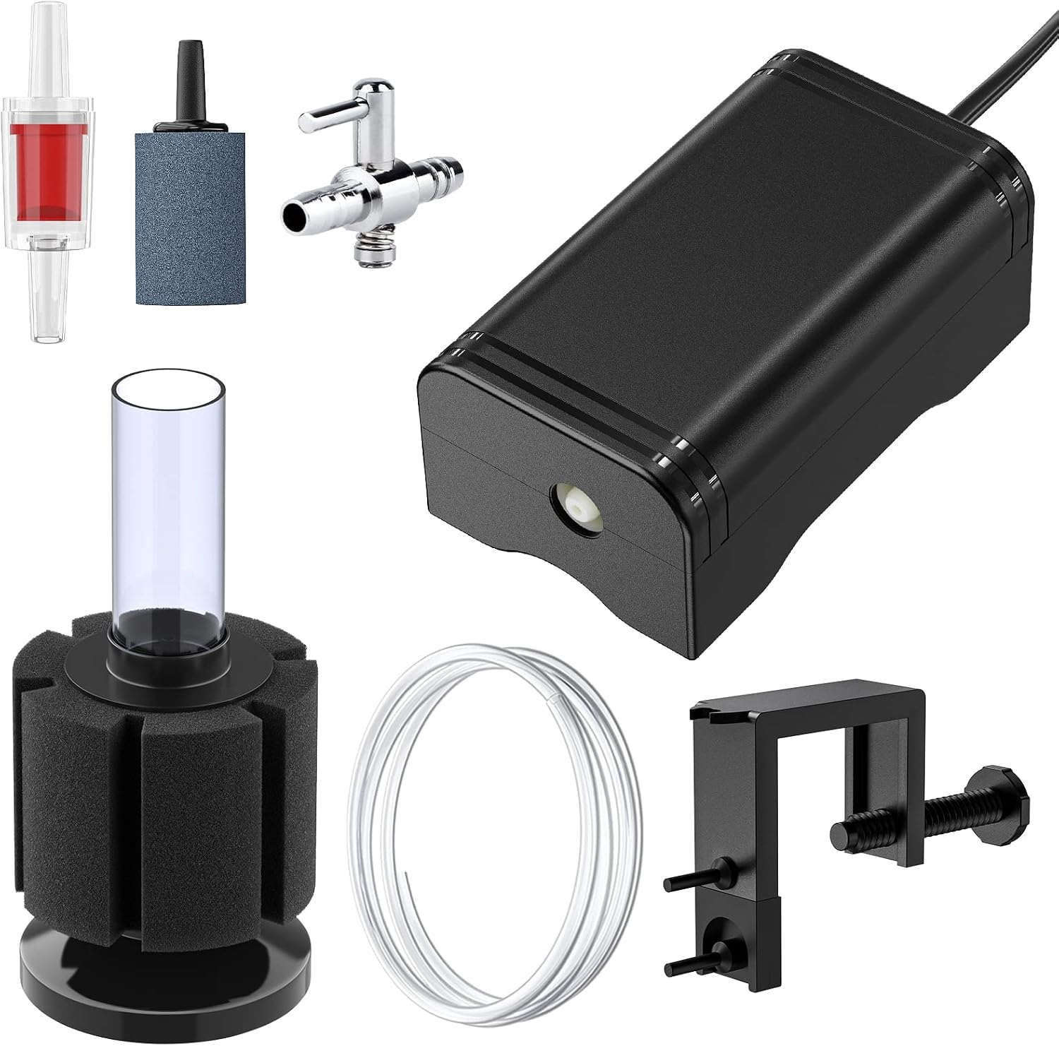 Pawfly Aquarium Air Pump with Nano Bio Sponge Filter Kit Air Control Valve Airline Tubing and Check Valve Accessories - Image 9