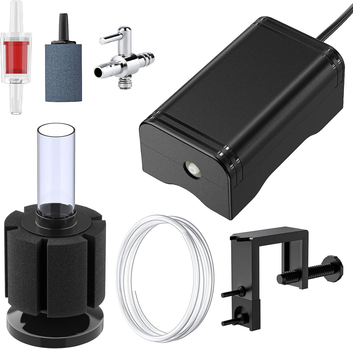 Pawfly Aquarium Air Pump with Nano Bio Sponge Filter Kit Air Control Valve Airline Tubing and Check Valve Accessories - Image 9