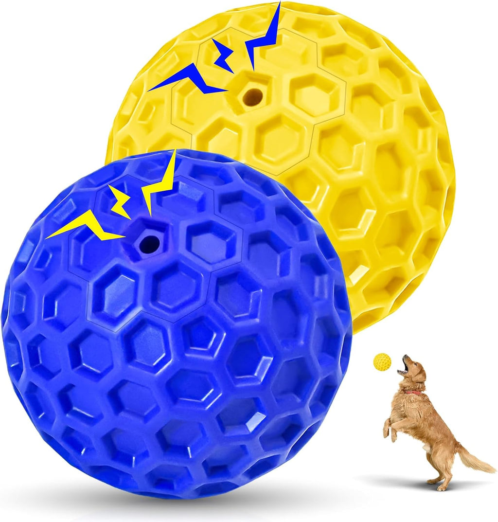 2 Pack Indestructible Squeaky Dog Balls for Aggressive Chewers, Interactive Dog Toys for Teething, Relieving Anxiety. Chew Toy for Large, Medium Breeds, Outdoor Rubber Balls. - Image 13