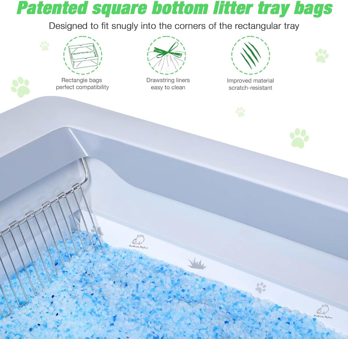 MED rectangular cat litter tray liners with custom cardboard insert installed.