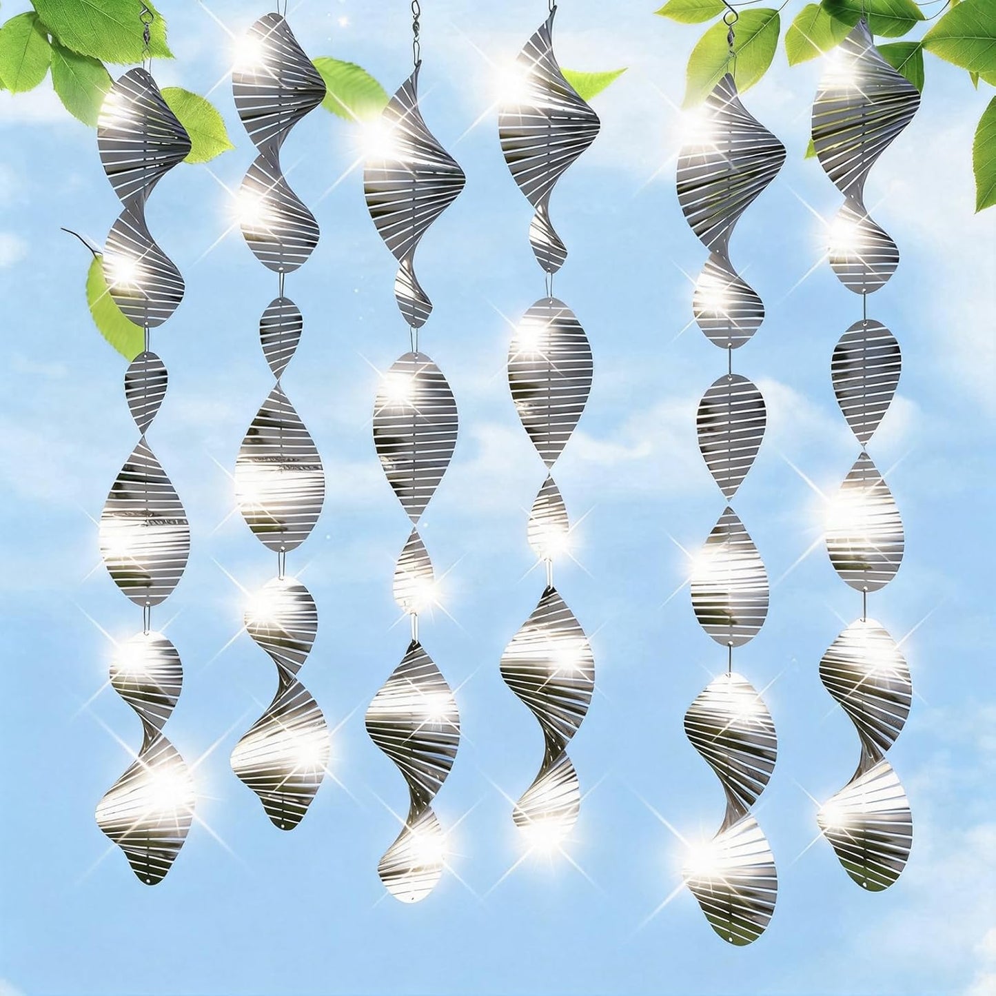 Chonovo bird deterrent reflective wind spinners set front view