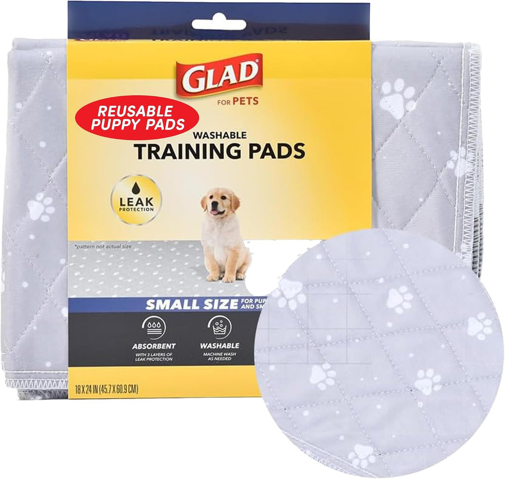 Glad for Pets Washable Dog Pee Pads, Medium, 24 x 36 Inch, 2 Count, Gray with Paw Prints, 3-Layer Leak Protection, No-Slip Vinyl Bottom, Reusable Puppy Training Pads - Image 11