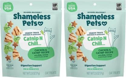 Shameless Pets Crunchy Cat Snacks & Treats - Healthy Cat Treats for Indoor Cats & Kittens with Catnip, Real Chicken & Digestive Support, Catnip N Chill (12 oz) - Image 12