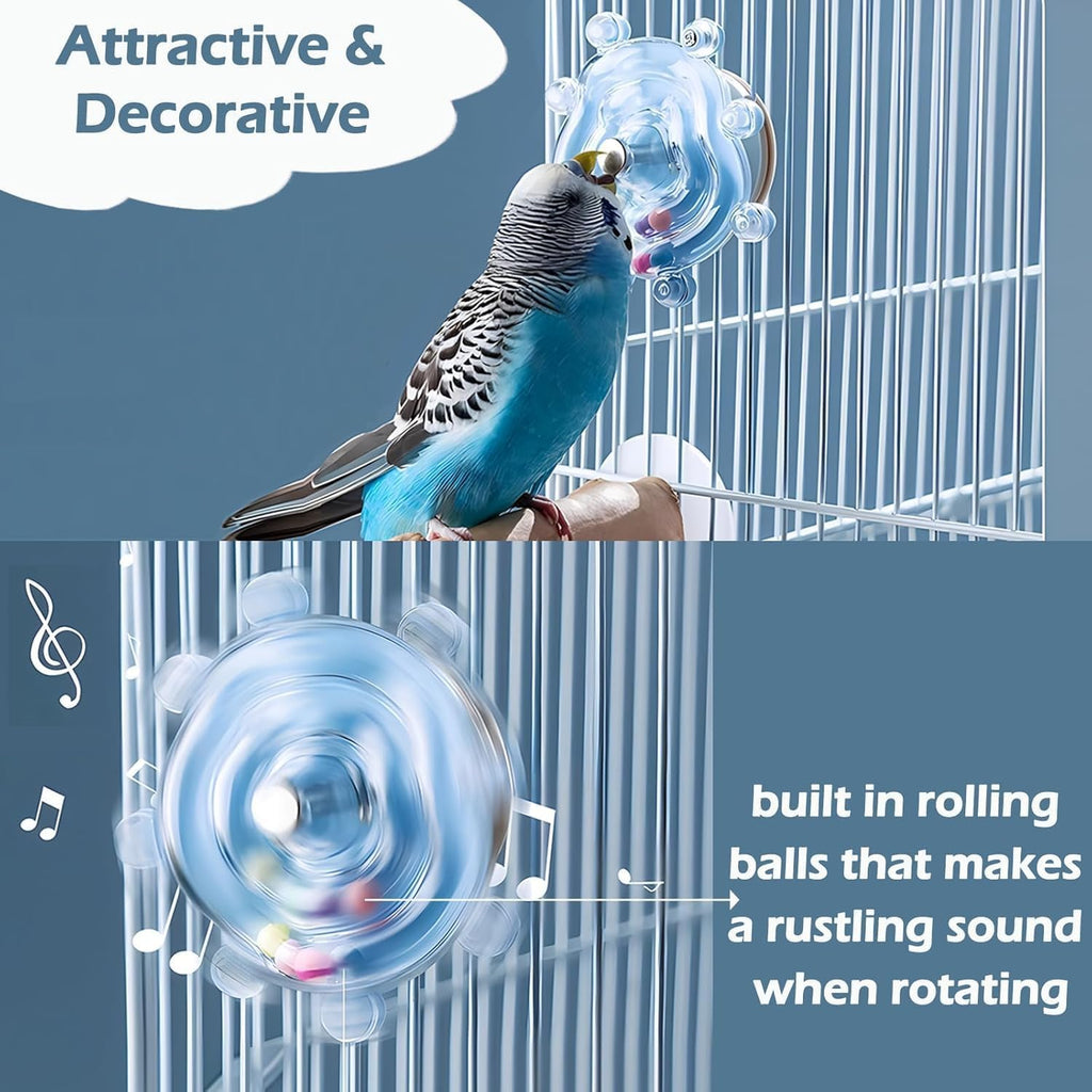 Colorful rattle beads inside transparent Jevnd bird spinner toy