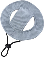 Corduroy Dog Sun Hat with Ear Holes, Adjustable Strap Pet Cap for Small Medium Dogs, Breathable UV Protection, Multiple (Blue, M) - Image 11