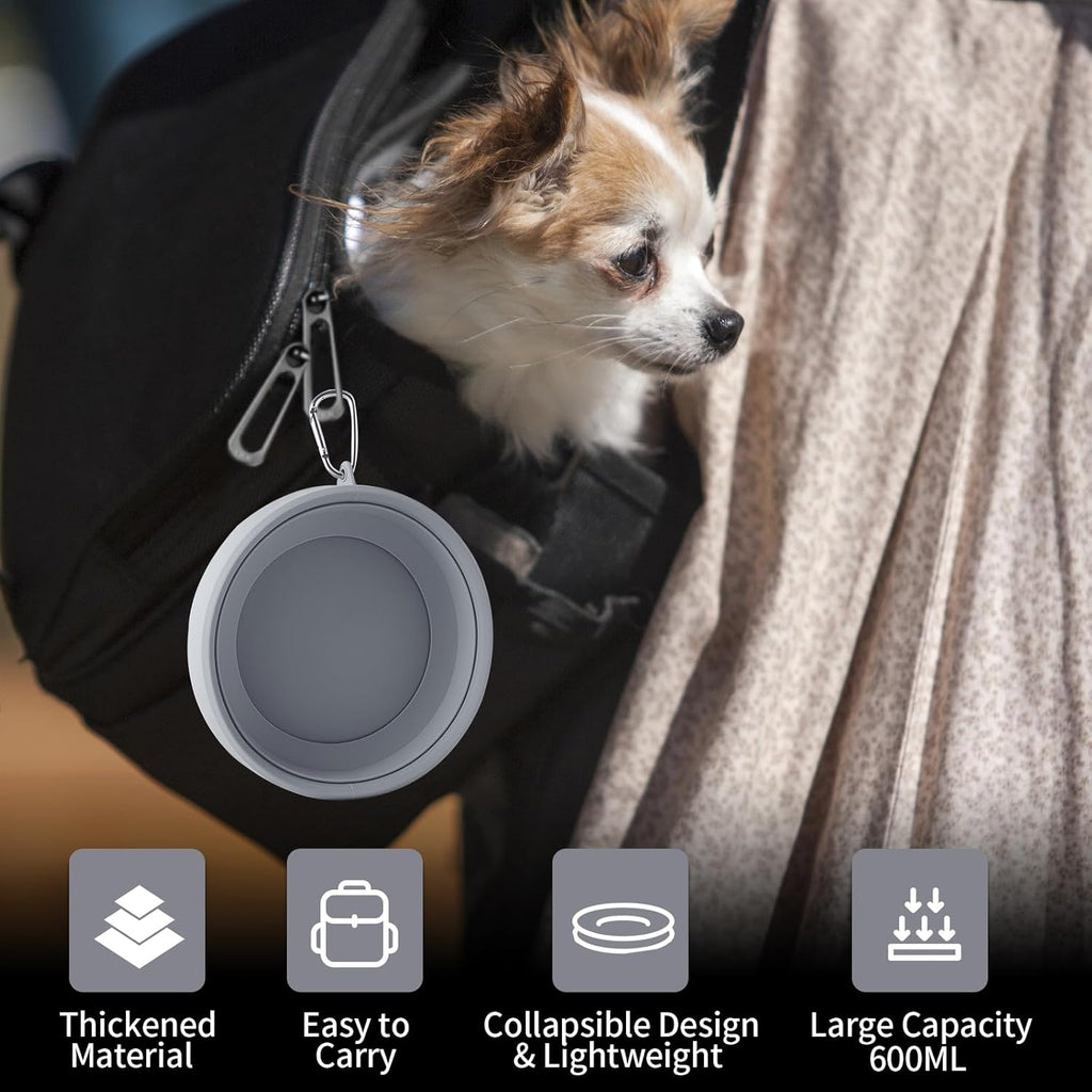 SLSON car travel pet bowl showing wide outer trim splash guard.