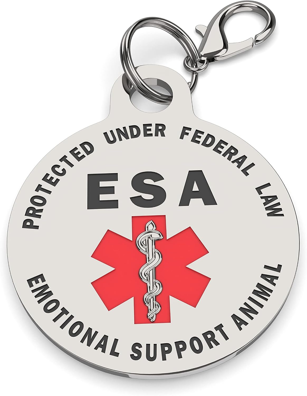K9King emotional support animal ESA tag front view featuring red medical alert symbol
