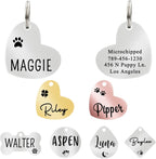 Ultra Joys Dog ID Tag, Custom Dog Tag Personalized Cat Tag, Pet ID Tag, Brushed Stainless Steel Heart Cat Tags Pet Tags Rose Gold Small - Image 15