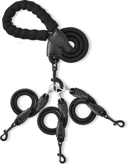 Mengbei Tribe Heavy Duty 3 in 1 Dog Leash front view showcasing the black climbing rope design.