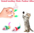 Six pack variety of realistic size mini mice cat toys arranged in a circle