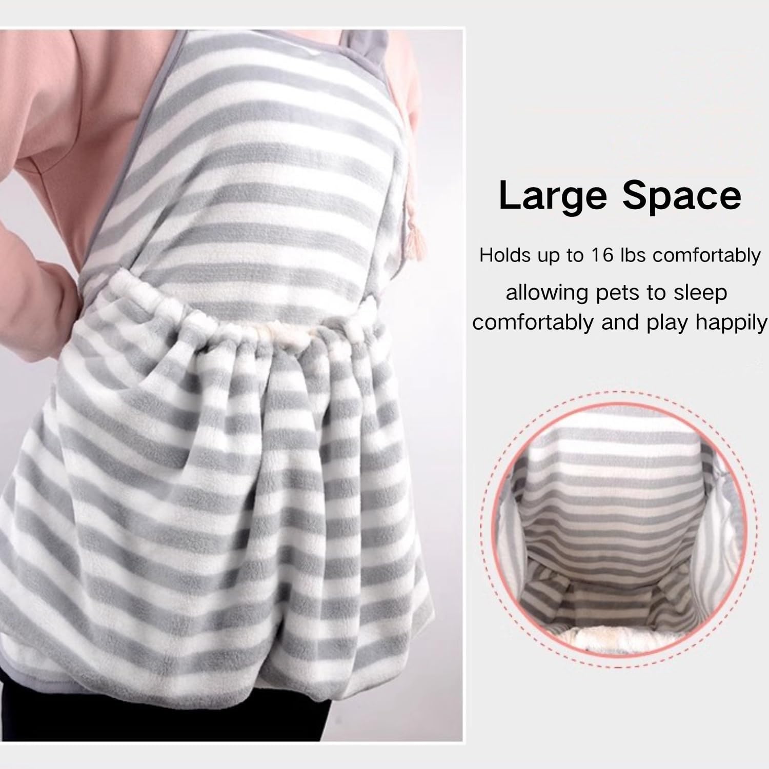 Ferret Sling Carrier - Fleece Small Pet Carrier Bag Soft Breathable Hands Free Shoulder Front Chest Apron Bonding Pouch Accompany Carrier for Small Dog Cat Ferret Rabbit (Grey) - Image 5
