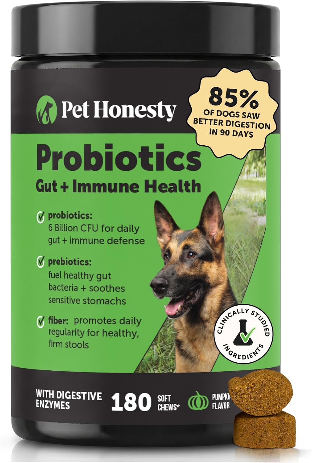 6 Billion CFU Dog Probiotics with Prebiotics, Digestive Enzymes, & Fiber - Relief for Occasional Diarrhea, Gas, Bloating & Itchy Skin - Daily Gut Health & Immune Support for All Dogs (Duck, 90 Ct) - Image 14