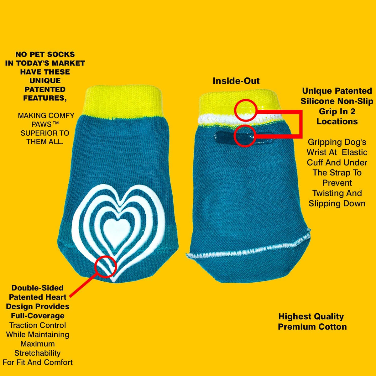 Senior dog wearing PawFlex non-slip traction control socks