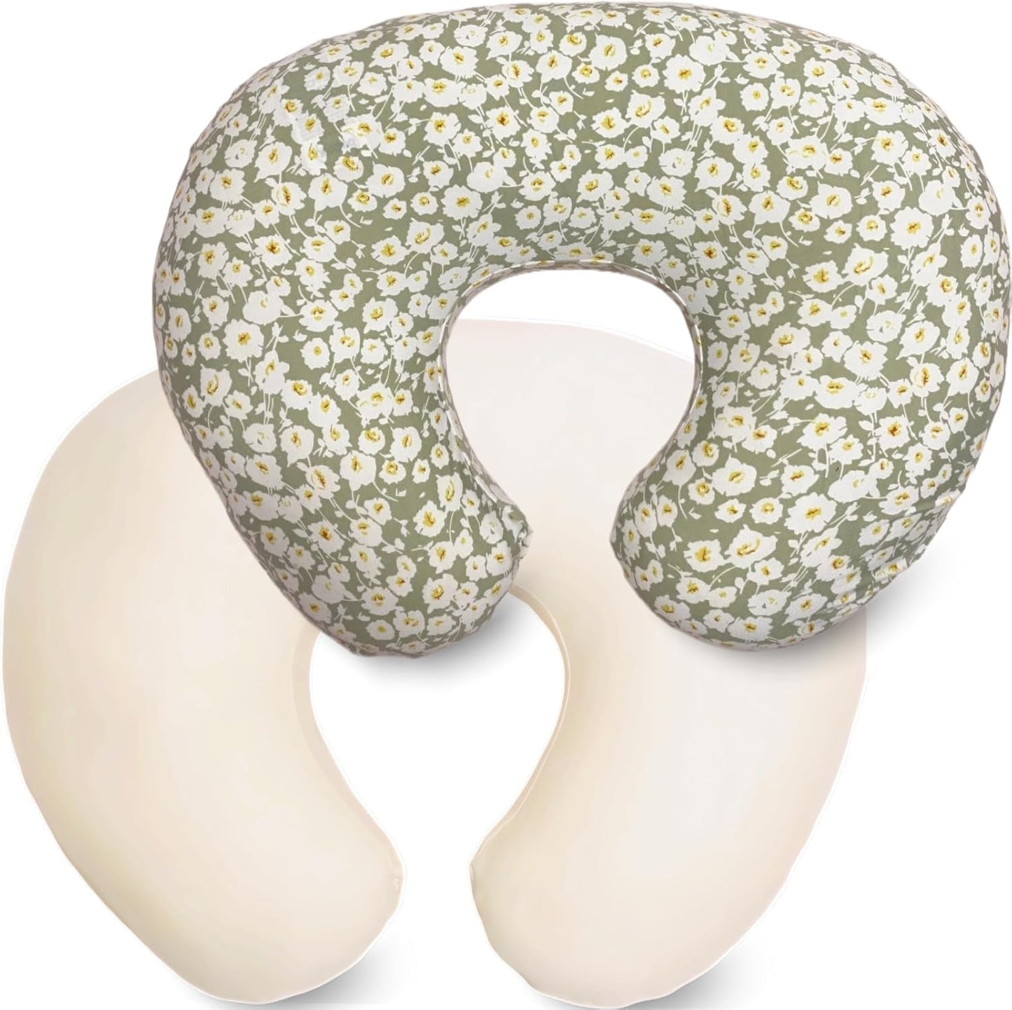 Teleamica 2 Pack Nursing Pillow Covers Beige Wild Floral front view