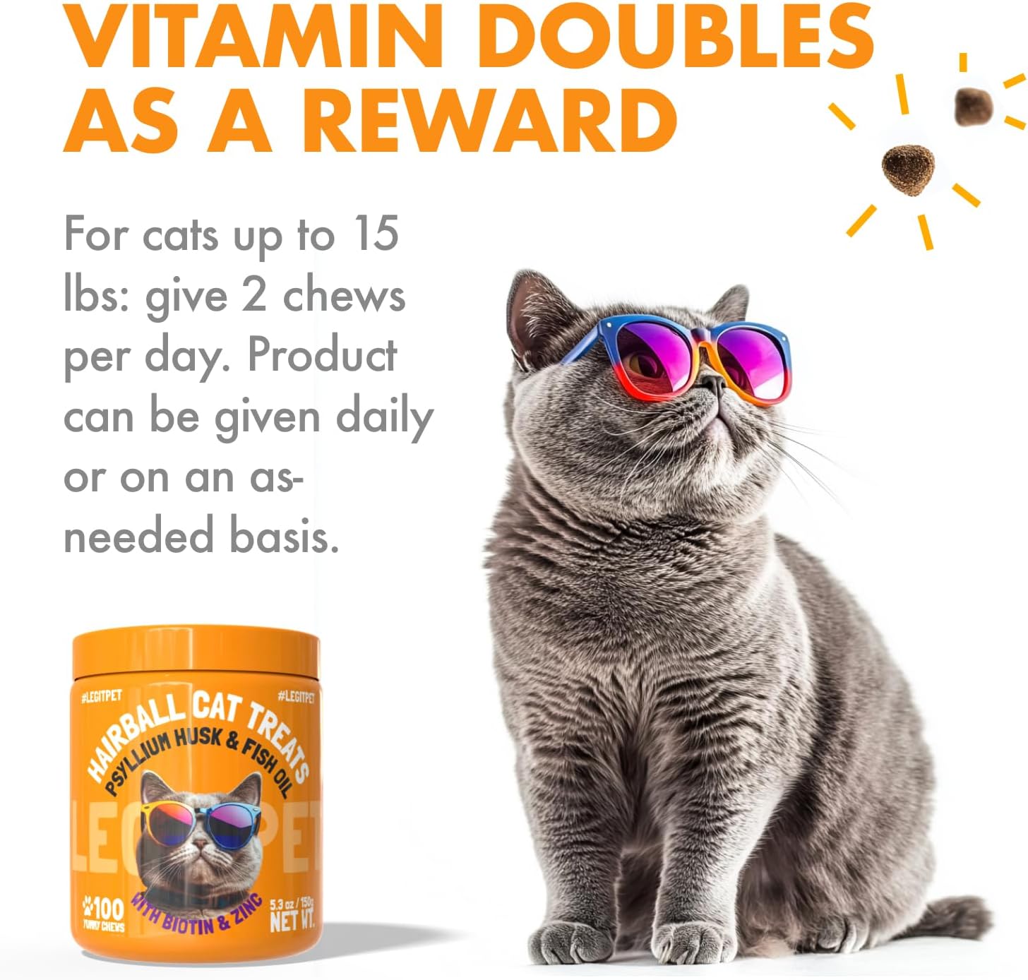 Omega 3 and 6 fatty acids cat chews for shedding control