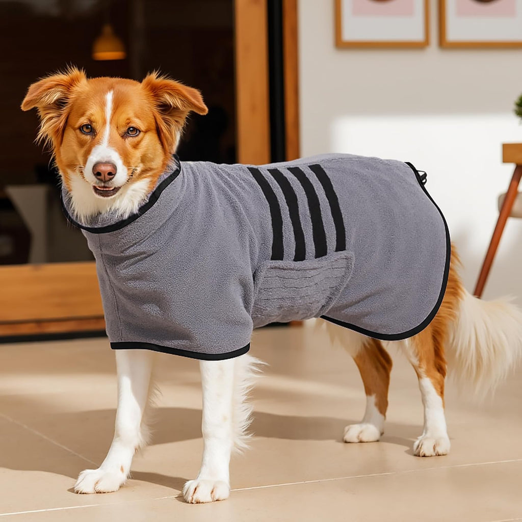 Microfibre Dog Bathrobe Towel Wrap Super Absorbent Dog Drying Coat Bath Robe for Puppy, Medium & Large Dogs, Fast Drying, Adjustable - Image 9