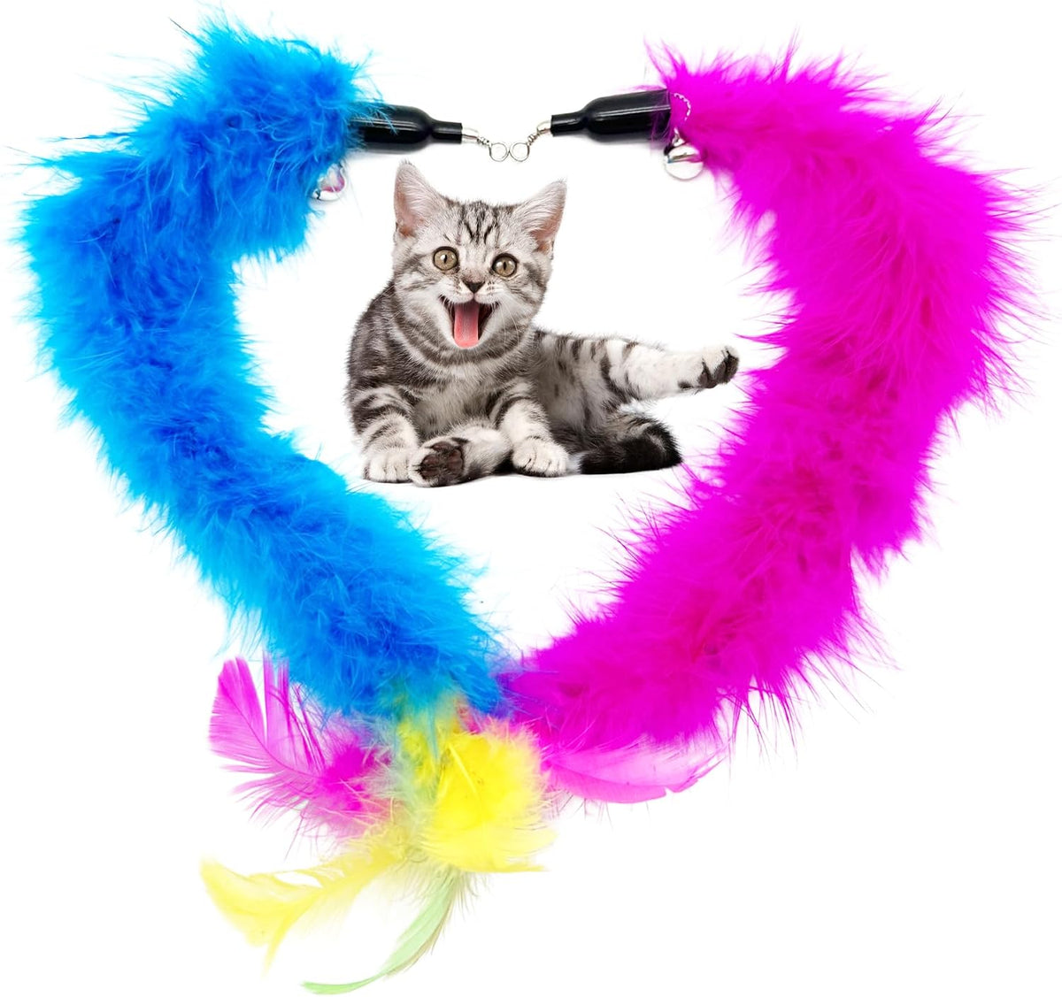 Imported CATENEED cat feather toy replacements illustrating high-quality materials for safe pet play.