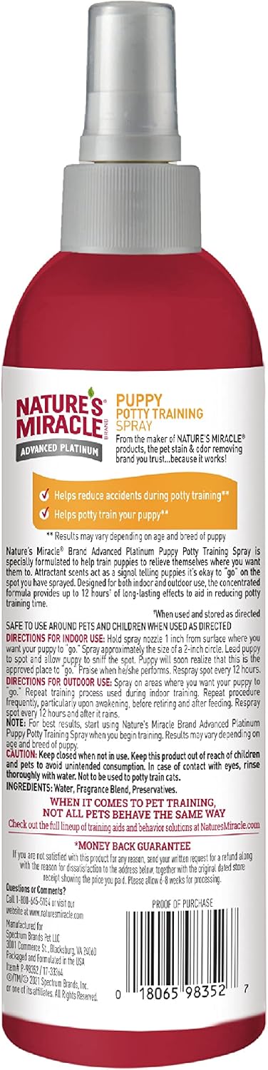 Nature's Miracle dog training aid bottle label details