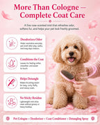 Oivolii alcohol free cat and dog rose fragrance grooming mist close up view.