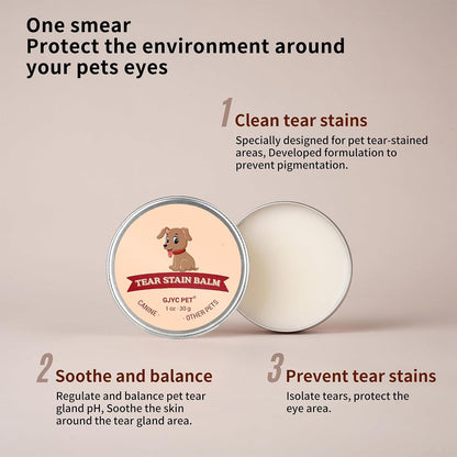 Gentle pet tear stain protection cream for light coats.