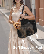 Close up of Pecute branding on pet purse