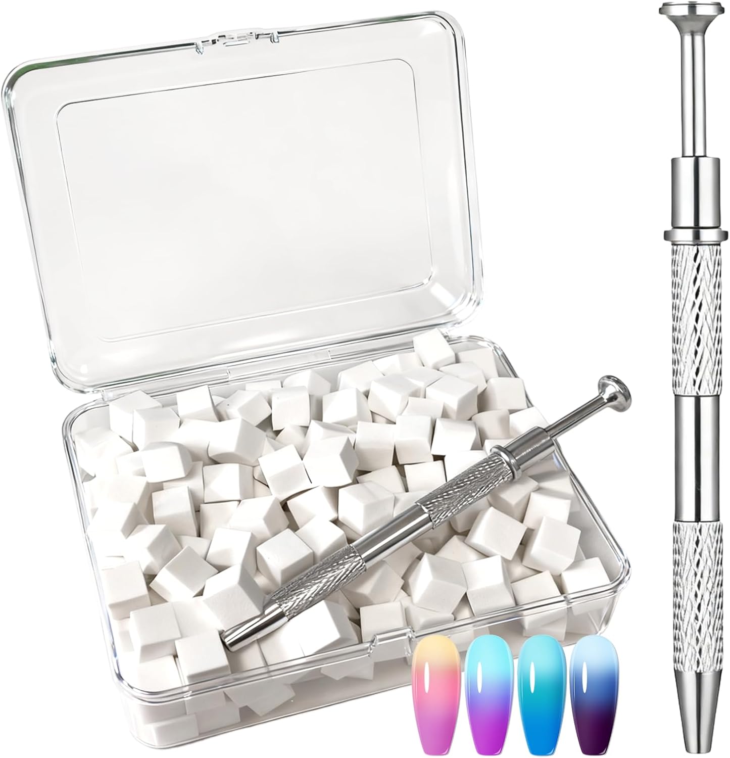 Hongliang 200 pieces soft nail sponges and metal grab pen set