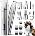 Oneisall 4 in 1 dog grooming kit front view showcasing the digital LCD display screen and attached standard clipper head